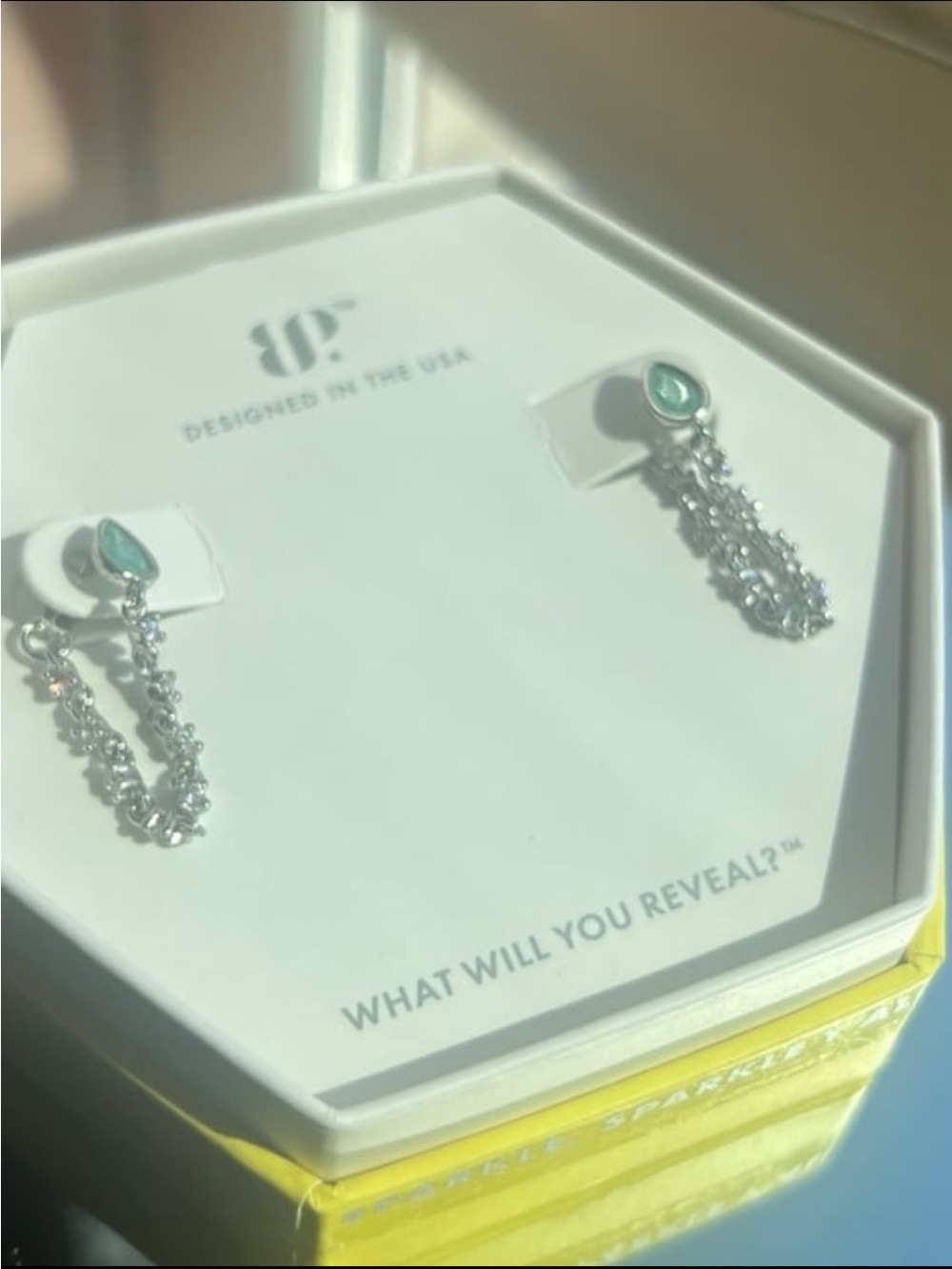 Drop dead gorgeous RBP6570 lab created ice crystal rhodium plated eearrings New